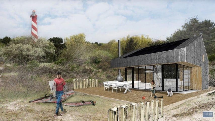 Houten recreatiewoning buitenzijde