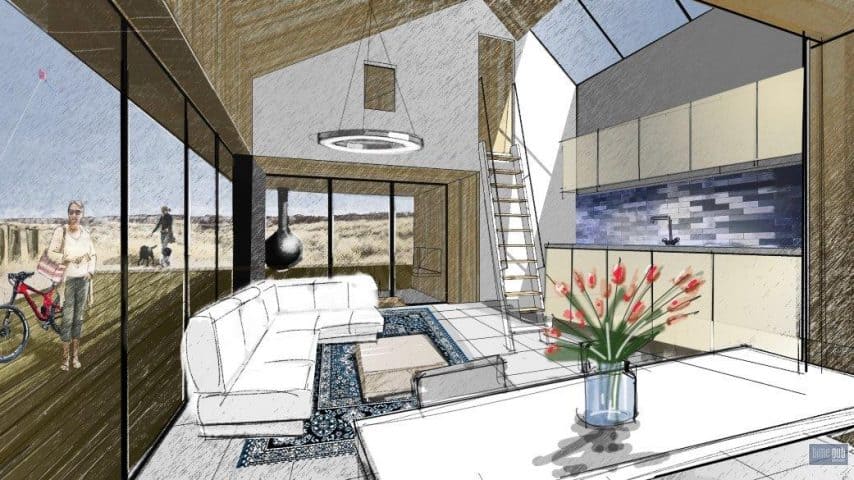 Houten recreatiewoning intereur