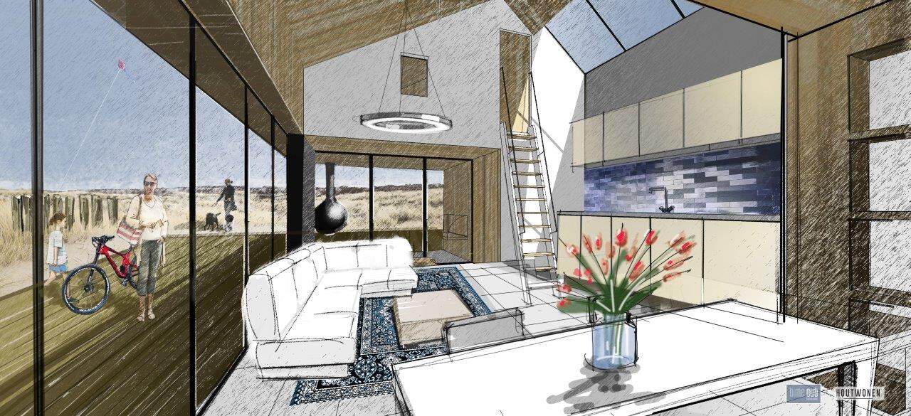 Houten recreatiewoning intereur