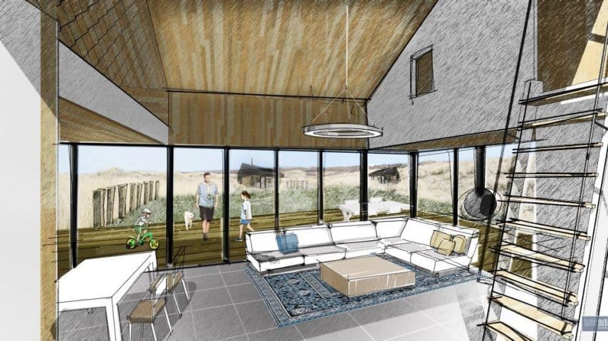 Houten recreatiewoning intereur
