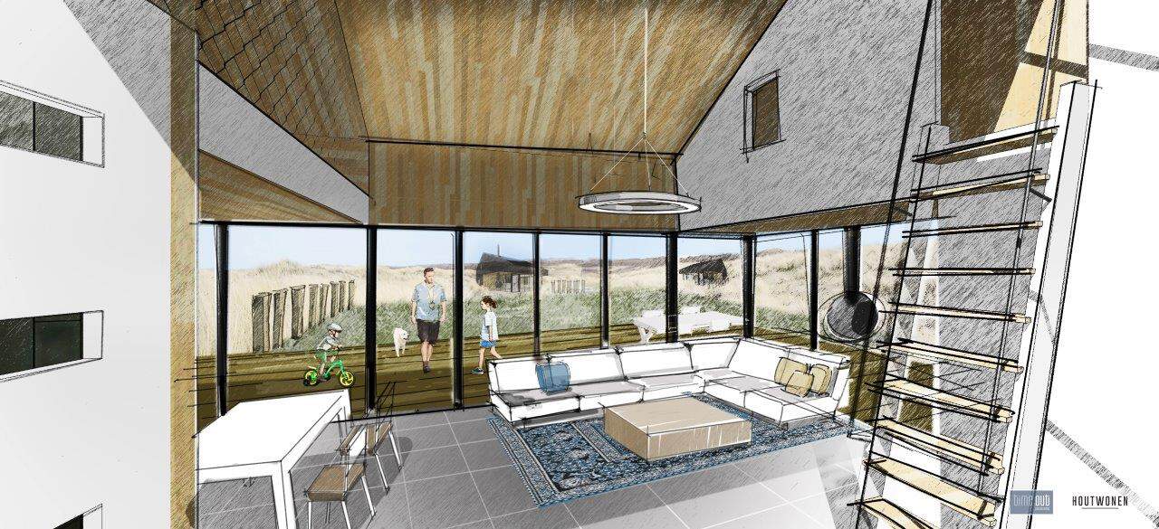 Houten recreatiewoning intereur